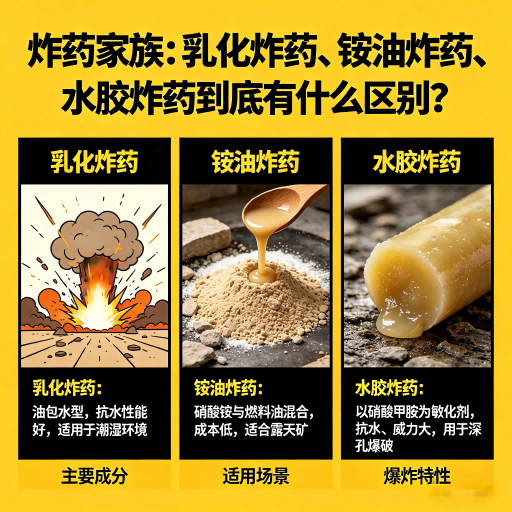 兴化炸药家族:乳化炸药、铵油炸药、水胶炸药到底有什么区别?